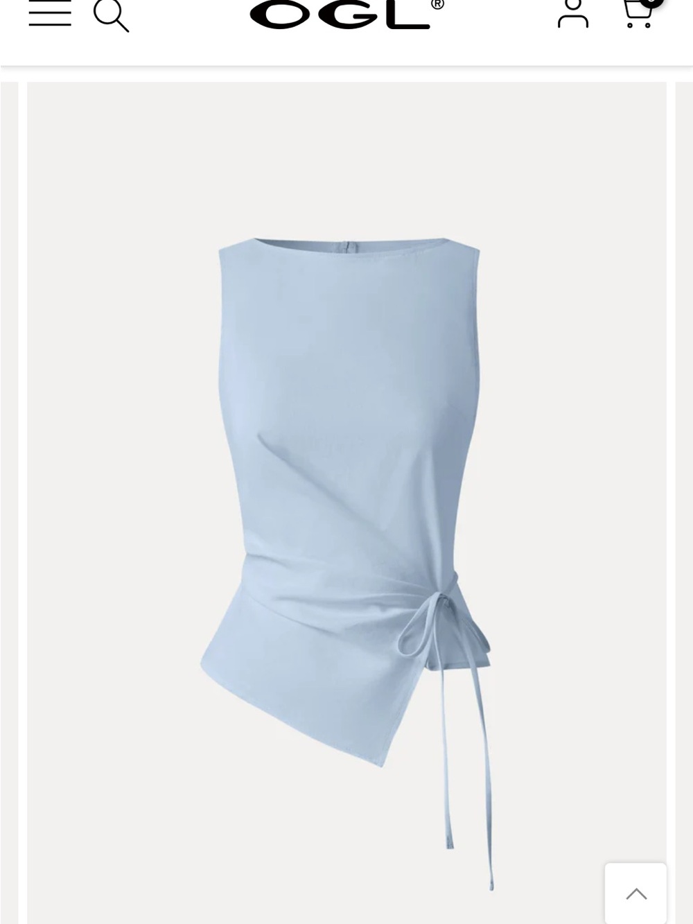 OGL Light Blue Sleeveless Asymmetric Tie-Waist Camisole